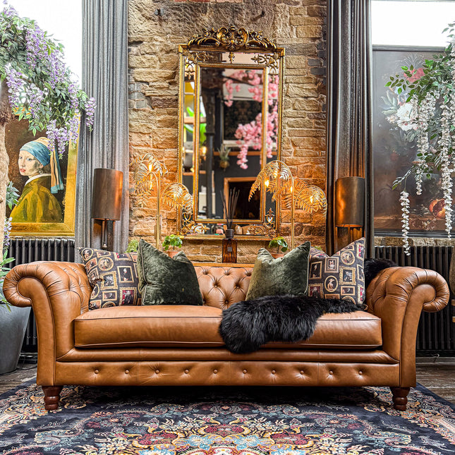 Bertie Chesterfield in Cognac Leather - Clearance