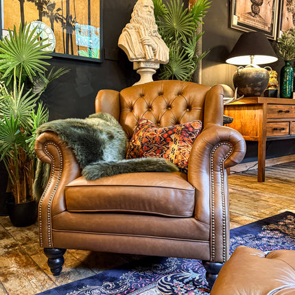 Bertie Armchair Wingback in Leather