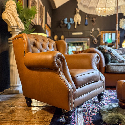 Bertie Armchair Wingback in Leather