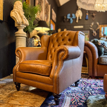Bertie Armchair Wingback in Leather
