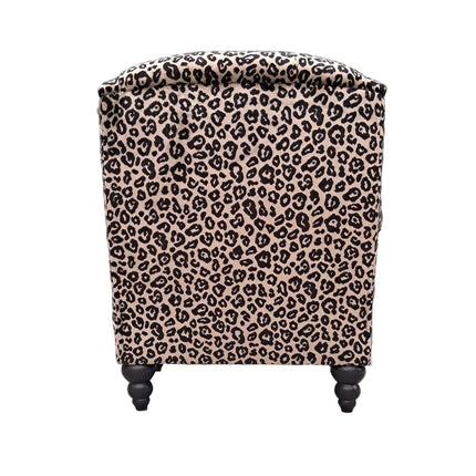 Bertie Buttoned Armchair Wingback in Leopard Cream Velvet