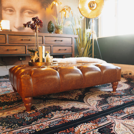 Bertie Chesterfield Footstool in Cuba Leather