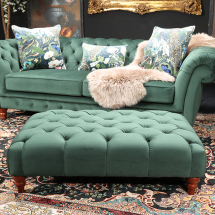 Bertie Chesterfield Footstool in Plush Velvet