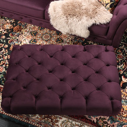 Bertie Chesterfield Footstool in Plush Plum Velvet - Clearance