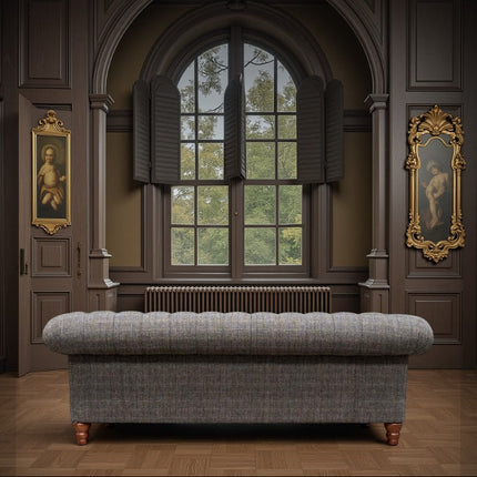 Bertie Chesterfield in Harris Tweed Grey and Cognac Leather