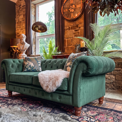 Bertie Chesterfield in Plush Green Emerald Velvet 