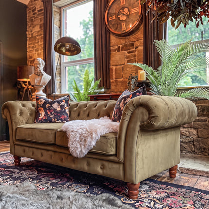 Bertie Chesterfield in Plush Khaki Velvet 