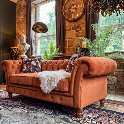 Bertie Chesterfield in Plush Orange Marmalade Velvet