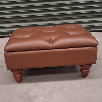 Bertie Footstool in Cognac Leather - Ex Display