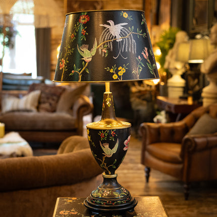 Black lyre Bird Design Table Lamp with Shade