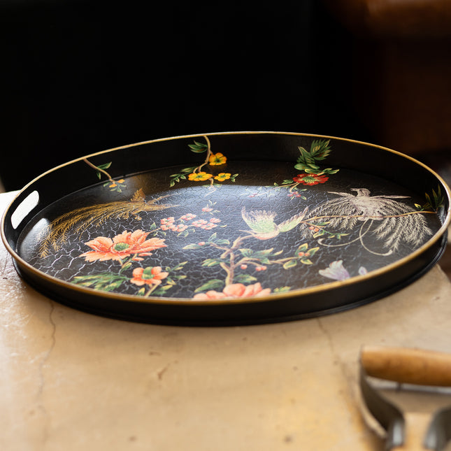 Black Lyre Bird Oval Tray