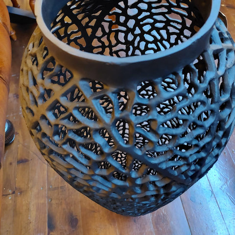 Black Cast Lattice Large Vase (31 x 31 x 90cm)