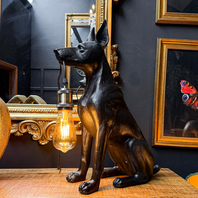 Black Doberman Lamp