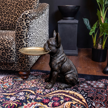 Black & Gold French Bulldog Tray Table
