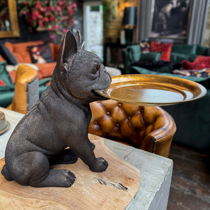 Black & Gold French Bulldog Tray Table
