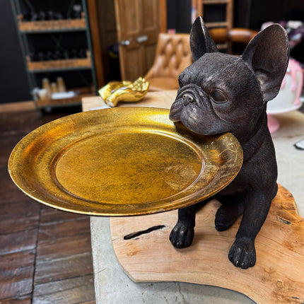 Black & Gold French Bulldog Tray Table