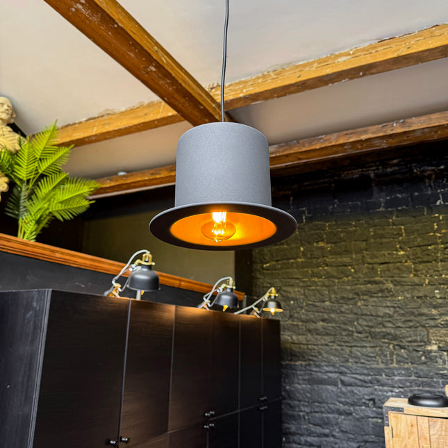 Black Top Hat Pendant Light - Clearance