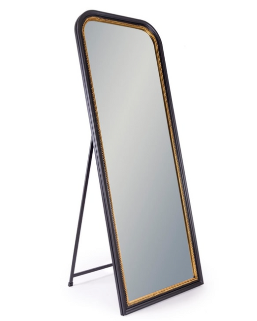 Black with Gold Beaded Dressing Mirror