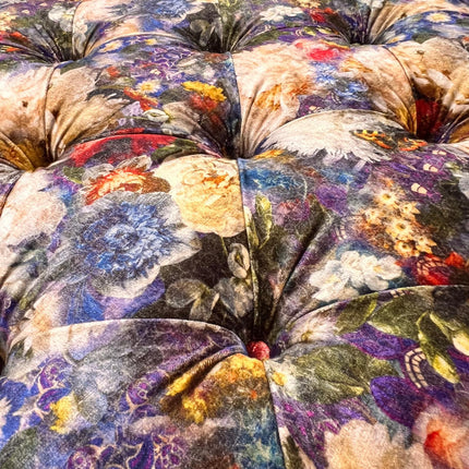 Autumn Buttoned Round Footstool in GP & J Baker Royal Garden Sapphire - New