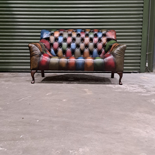 Blossom Patchwork Petite Sofa in Hand Rub Leather