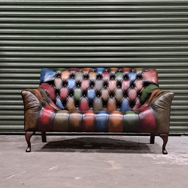 Blossom Patchwork Petite Sofa in Hand Rub Leather