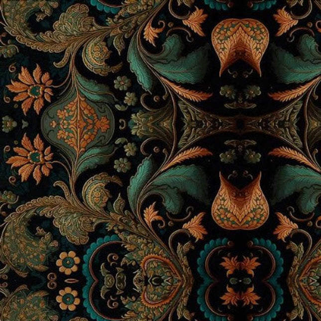 Bohemian Amber Botanical Velvet - Fabric