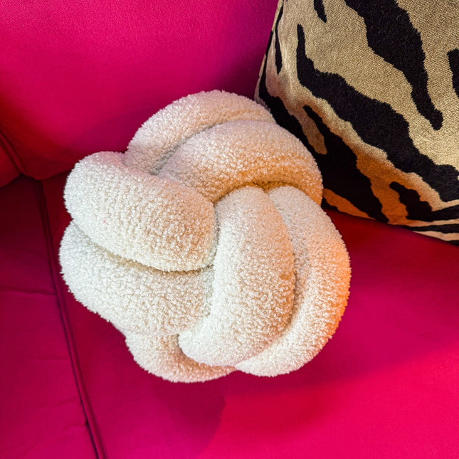 Boucle Knot Fleece Ecru Cushion