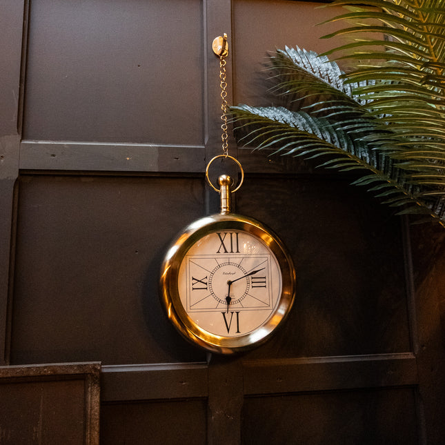 Brass Hanging Pocket Watch Wall Clock