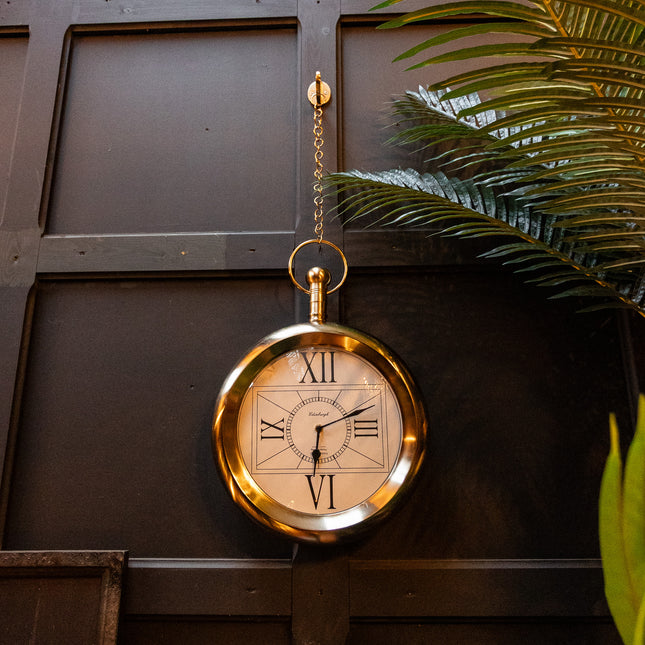 Brass Hanging Pocket Watch Wall Clock