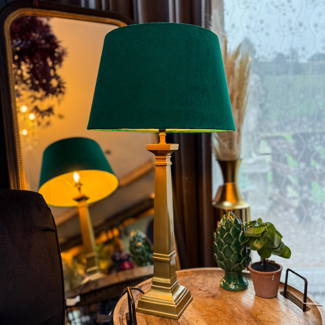 Brass Lamp with Emerald Green Velvet Shade