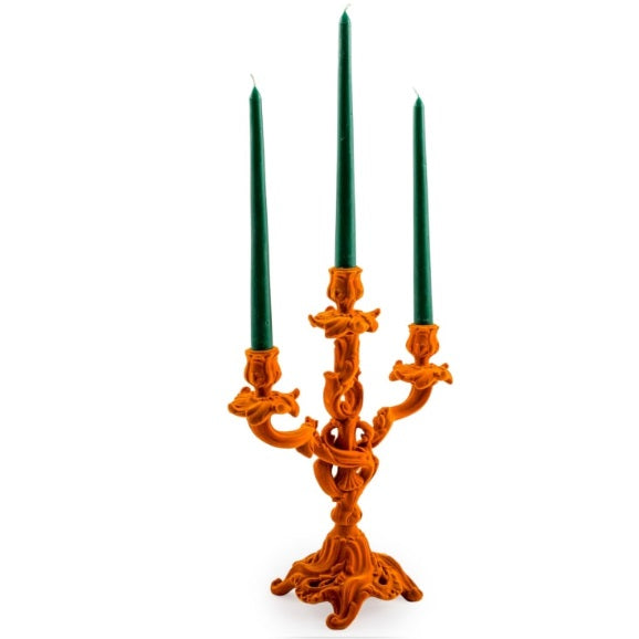 Bright Orange Ornate Candelabra