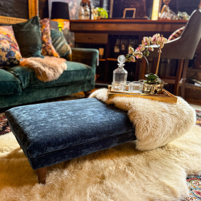 Bugsby Footstool in Sunshine Velvet