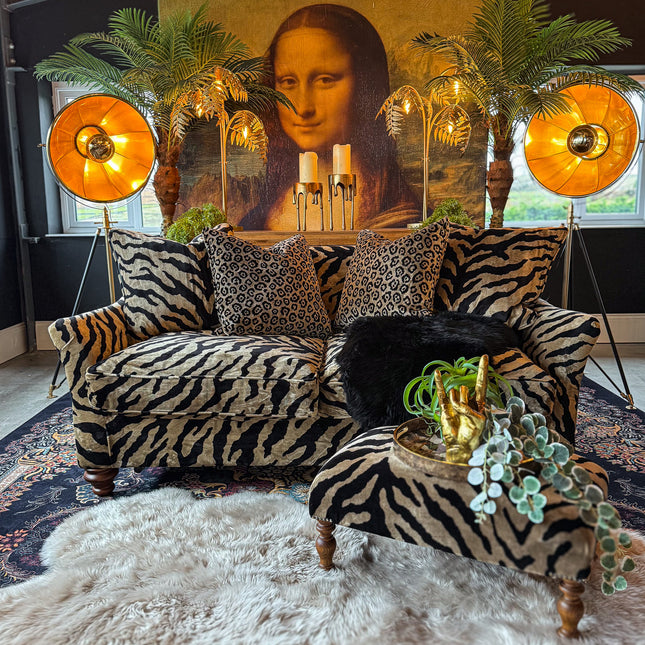 Bugsby 2 Seater Sofa in Zebra Cream Velvet- Clearance