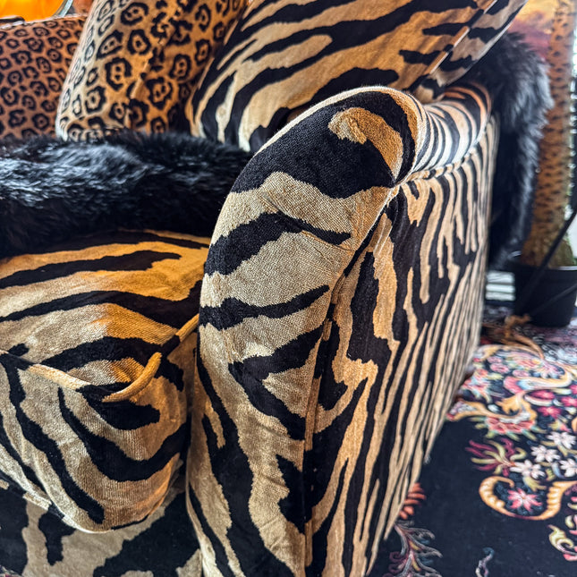 Bugsby 4 Seater Sofa in Zebra Cream Velvet- Clearance