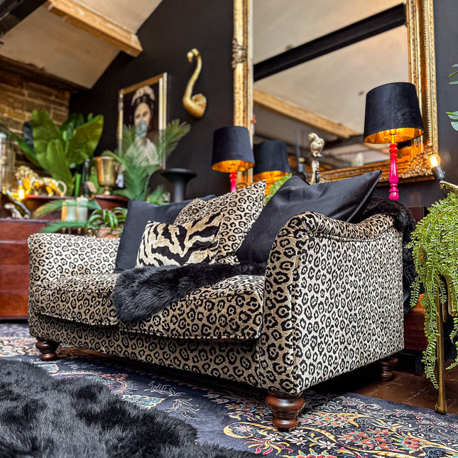 Bugsby 2 Seater Sofa in Leopard Cream Velvet - Clearance Verb