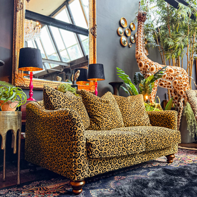 Bugsby 2 Seater Sofa in Leopard Gold Velvet- Clearance