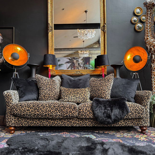 Bugsby 3 Seater Sofa in Leopard Cream Velvet - Clearance