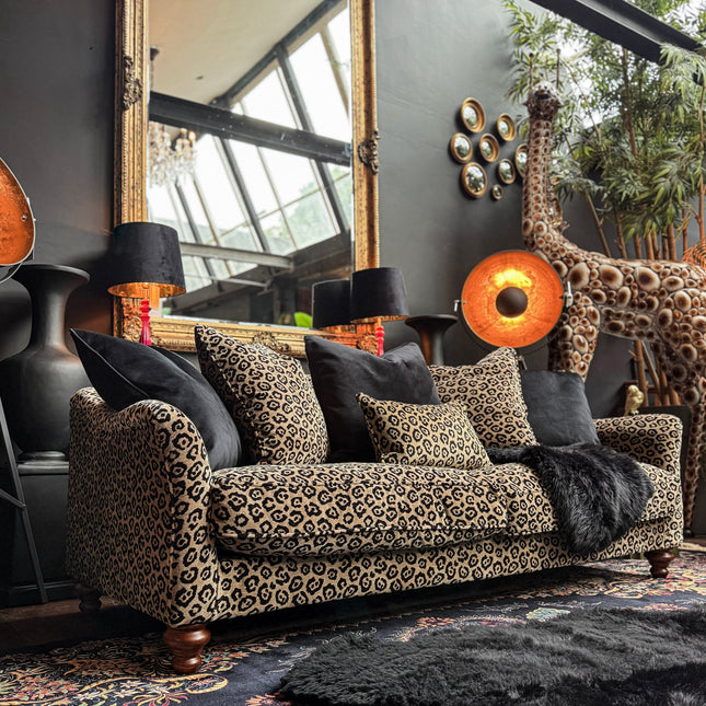 Bugsby 3 Seater Sofa in Leopard Cream Velvet - Clearance