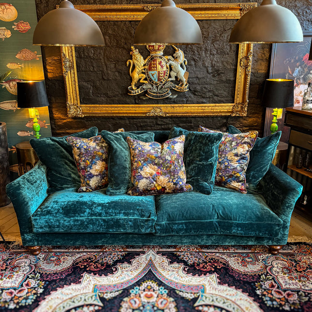 Bugsby 4 Seater Sofa in Sunshine Turquoise Velvet- Clearance