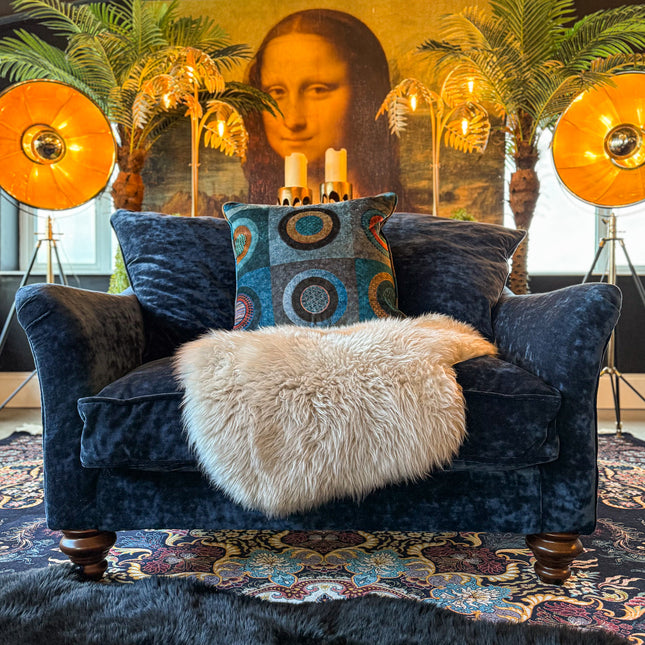 Bugsby Loveseat Snuggler in Sunshine Blue Sapphire Velvet - Clearance