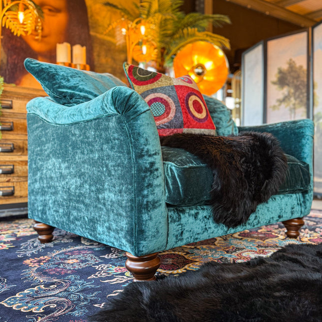 Bugsby Loveseat in Sunshine Turquoise Velvet- Clearance
