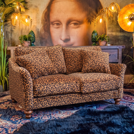 Bugsby 2 Seater Fitted Back in Leopard Gold Velvet