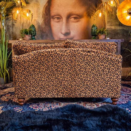 Bugsby 2 Seater Fitted Back in Leopard Gold Velvet