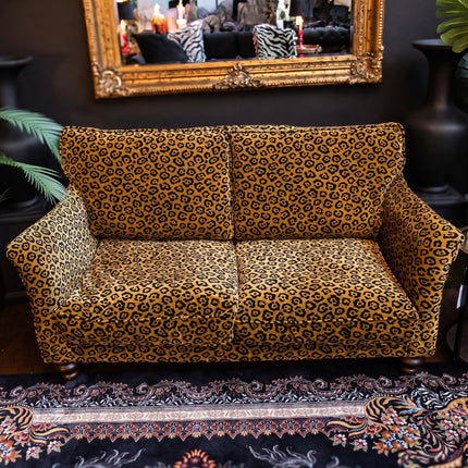 Bugsby 2 Seater Sofa in Leopard Gold Fitted Back