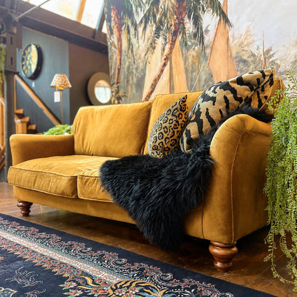 Bugsby 3 Seater in Yellow Gold Mustard Plush Velvet 