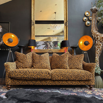Bugsby 4 Seater Sofa in Leopard Gold Scatter Back