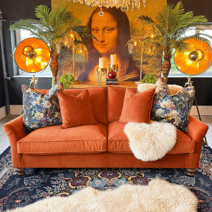 Bugsby 4 Seater Sofa in Plush Orange Marmalade Velvet