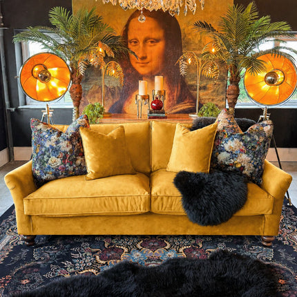 Bugsby 4 Seater Sofa in Plush Yellow Mustard Velvet
