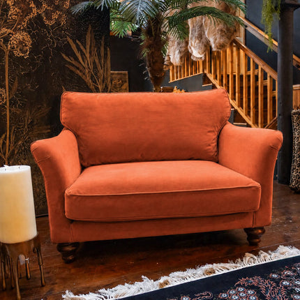 Bugsby Fitted Back Snuggler Sofa in Plush Marmalade Velvet