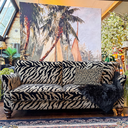 Bugsby Fitted Back Sofa Bed in Zebra Cream Velvet